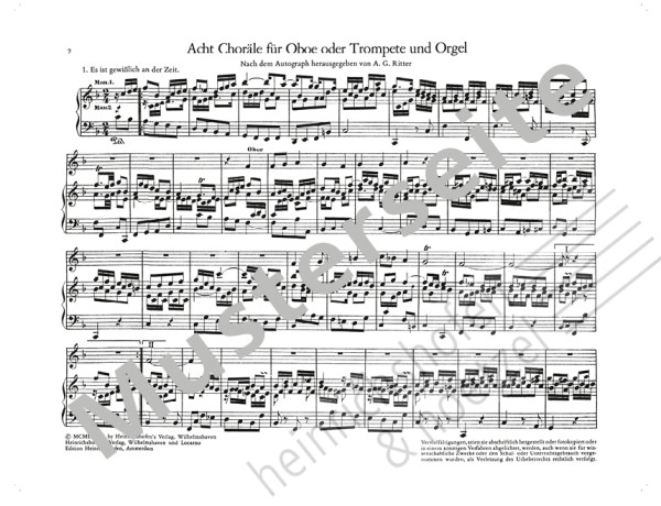 Acht Choräle | Johann Ludwig Krebs | Heinrichshofen Verlag