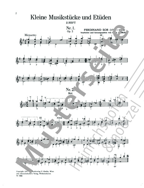 Kleine Musikstücke und Etüden | Heft 2 | Fernando Sor | Heinrichshofen Verlag