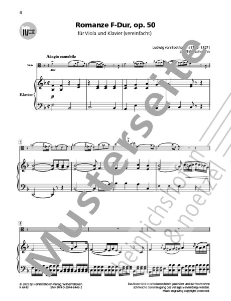 Romanze F-Dur, op. 50 | Ludwig van Beethoven | Heinrichshofen Verlag